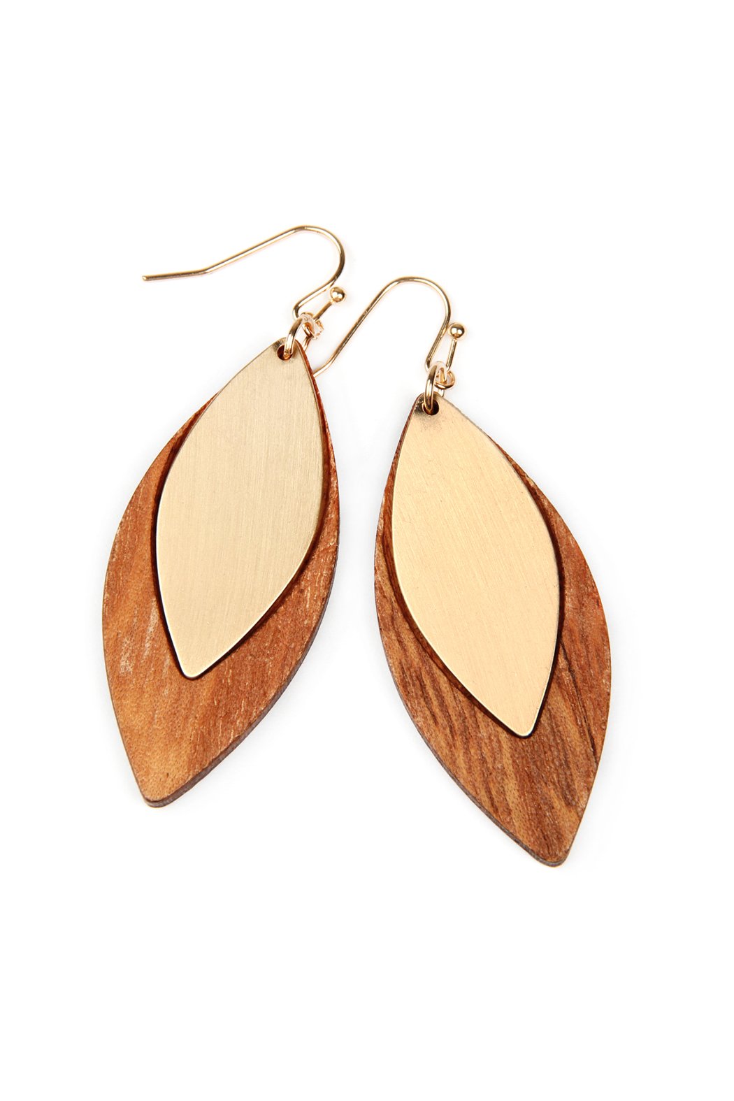 Satin Metal Wood Earrings - 4 COLORS -