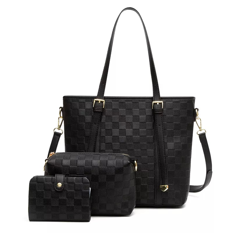 Savoy - Erica Womens Handle Tote Bag (3 Piece Set) - Black - 1 COLOR -