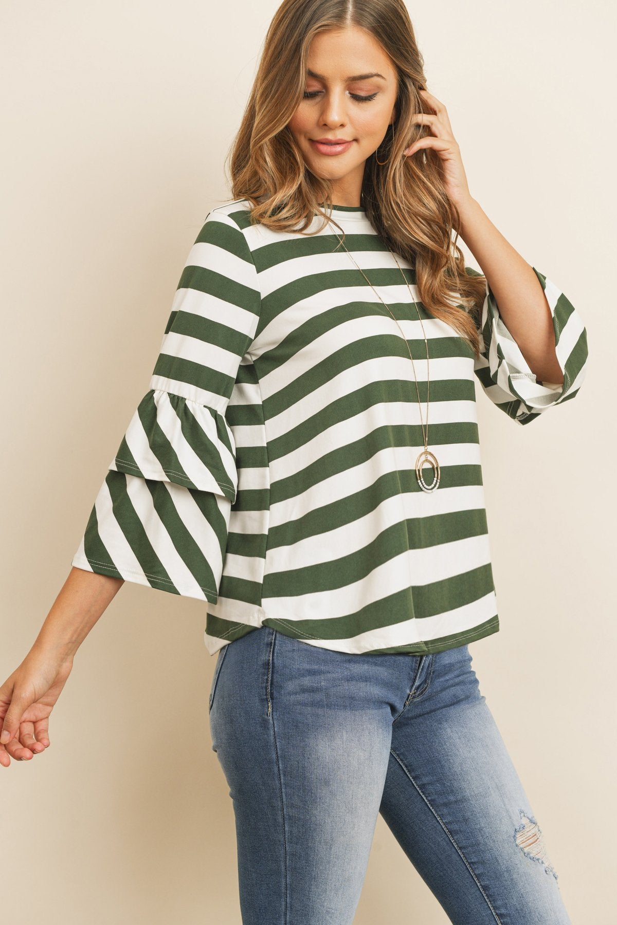 Riah Fashion - Double Ruffle Long Sleeve Top - 5 COLORS -