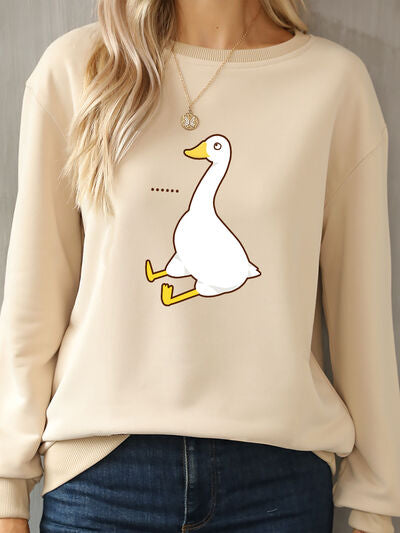 Goose Graphic Round Neck Sweatshirt - T - 4 COLORS -