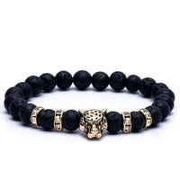 Thumbnail for Golden Onyx Stone Leopard and Lava Stone Beads Men's Bracelet -