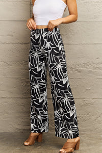 Thumbnail for Flower Print Wide Leg Long Pants - T - 1 COLOR -