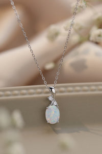 Thumbnail for Opal Oval Pendant Chain Necklace - T - 2 COLORS -