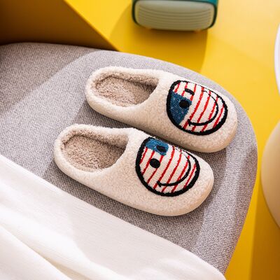 Melody American Flag Smiley Face Slippers - T - 1 COLOR -