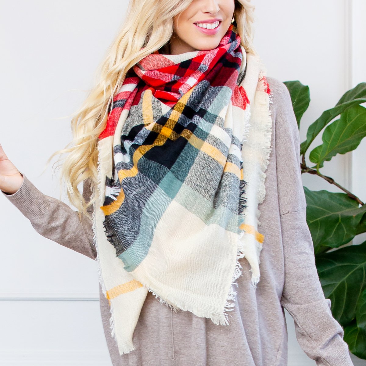 Riah Fashion - Fringe Blanket Scarf - Style 1 -