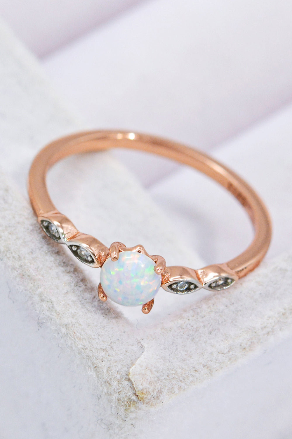 Opal Contrast Platinum-Plated Ring - T - SIZES 6 THRU 9 - 1 FINISH -