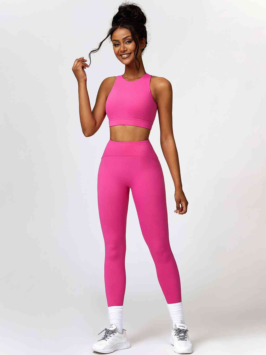 Cutout Cropped Sport Tank and Leggings Set - 2 PCS. - T - 5 COLOR -