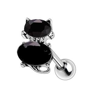 316L Stainless Steel Fancy Black Cat Cartilage Earring -