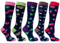 Thumbnail for Women's Delightful Fruits Knee High Socks Set - 5 PACK -