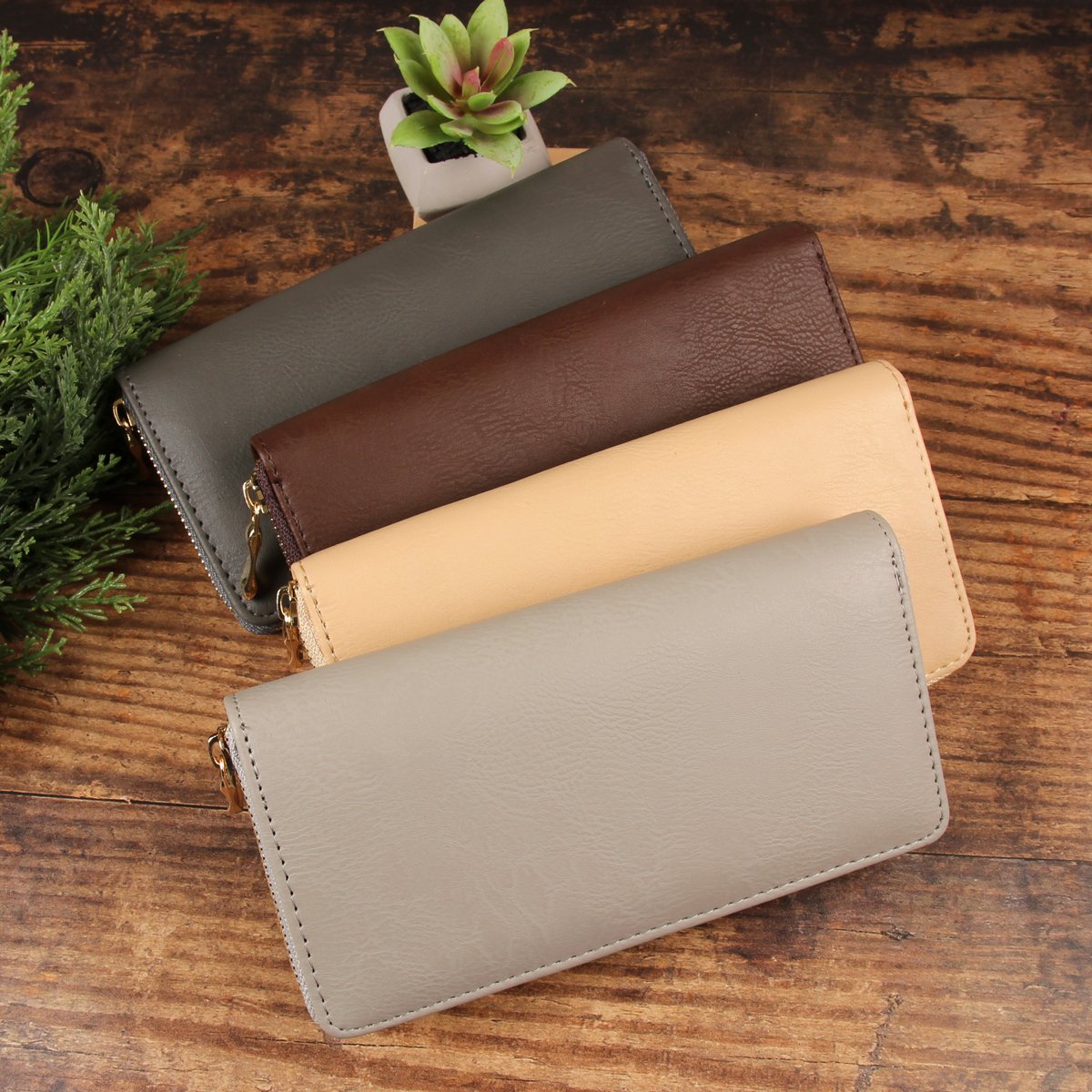 Riah Fashion - Classic Single Zipper Wallet - 13 COLORS -