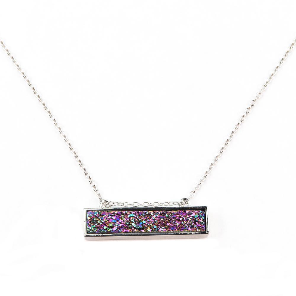 Christy Jean - Bethany Druzy Bar Necklace in Silver -