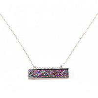 Thumbnail for Christy Jean - Bethany Druzy Bar Necklace in Silver -