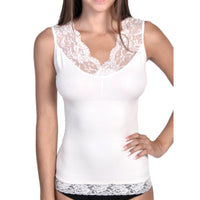 Thumbnail for Seamless Shaping Tank Top With Lace Detail Ivory -