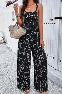 Thumbnail for Printed Wide Strap Jumpsuit with Pockets - T - 4 COLORS -