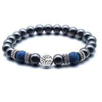 Thumbnail for Dark Blue Tree of Life Lava Stone Metal Bracelet -