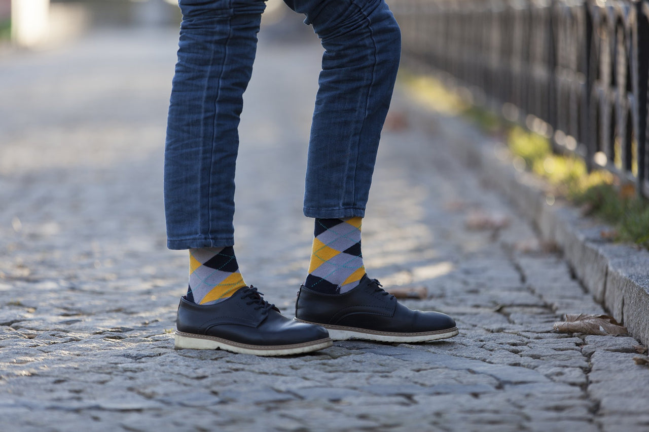 Men's Yellow Stone Argyle Socks - 1 COLOR -