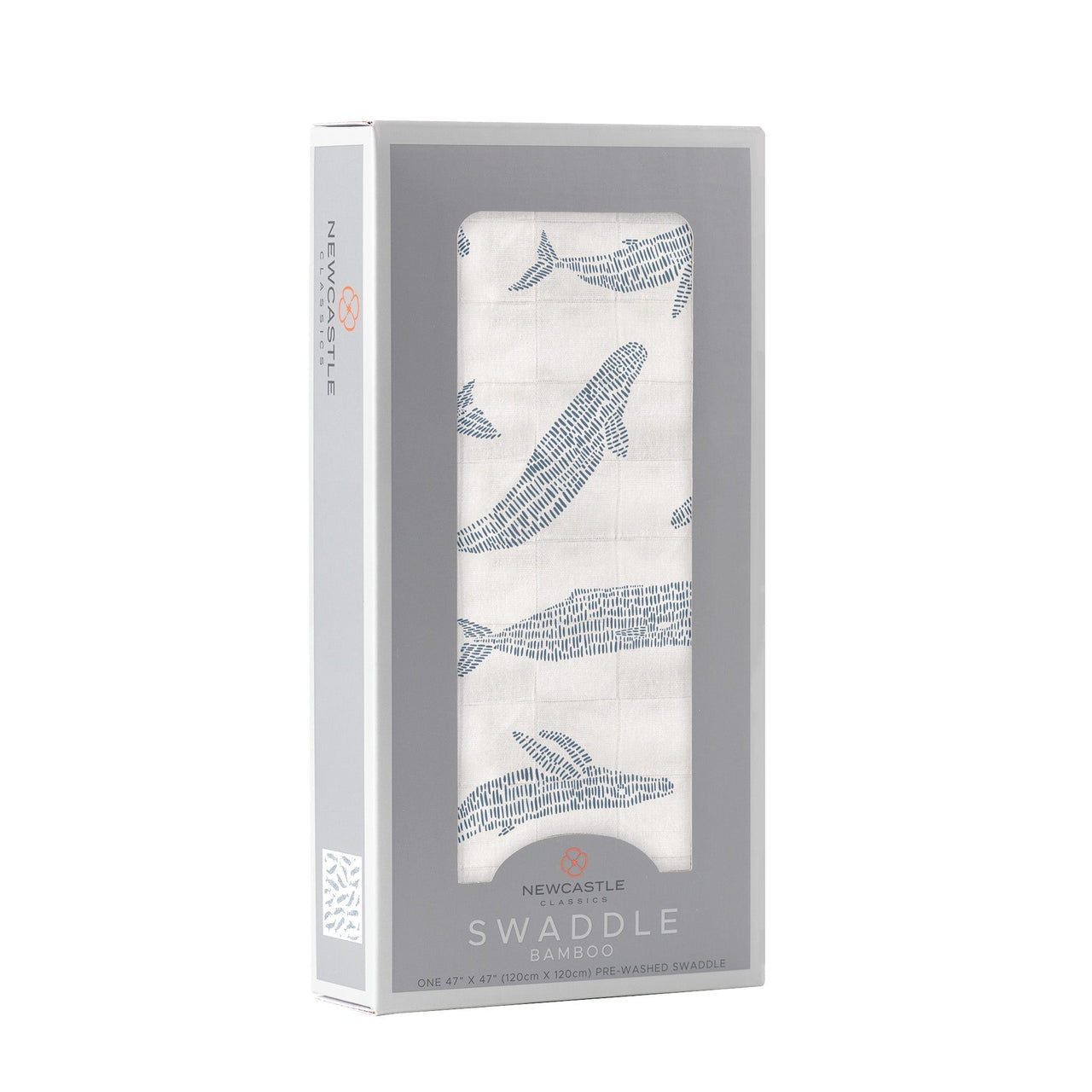 Newcastle - Blue Shadow Whales Bamboo Swaddle -