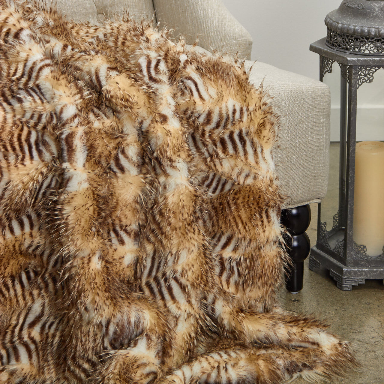 Porcupine Beige Faux Fur Luxury Throw - 14 SIZES -