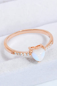 Thumbnail for Natural Moonstone Heart 18K Rose Gold-Plated Ring - T - SIZES 6 THRU 9 - 1 FINISH -