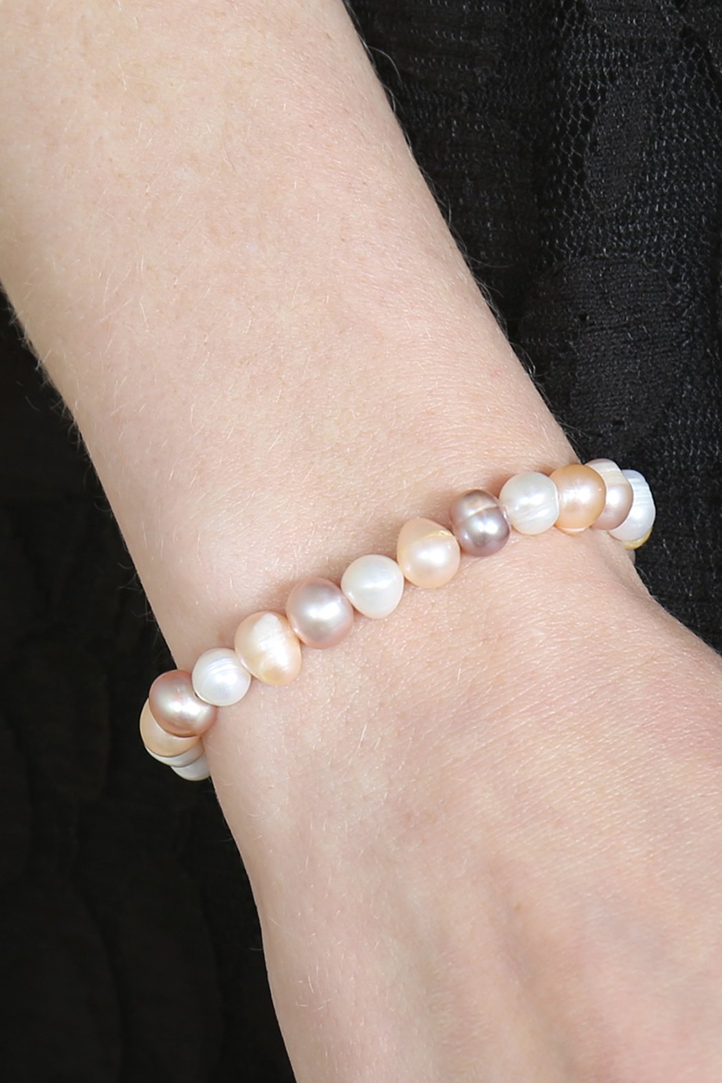 Glass Coated Fresh Pearl Stretch Bracelet - 6 COLORS