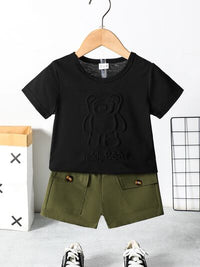 Thumbnail for TEDDY BEAR Round Neck Short Sleeve Top and Shorts Set - 2 PCS. - T - 1 COLOR -