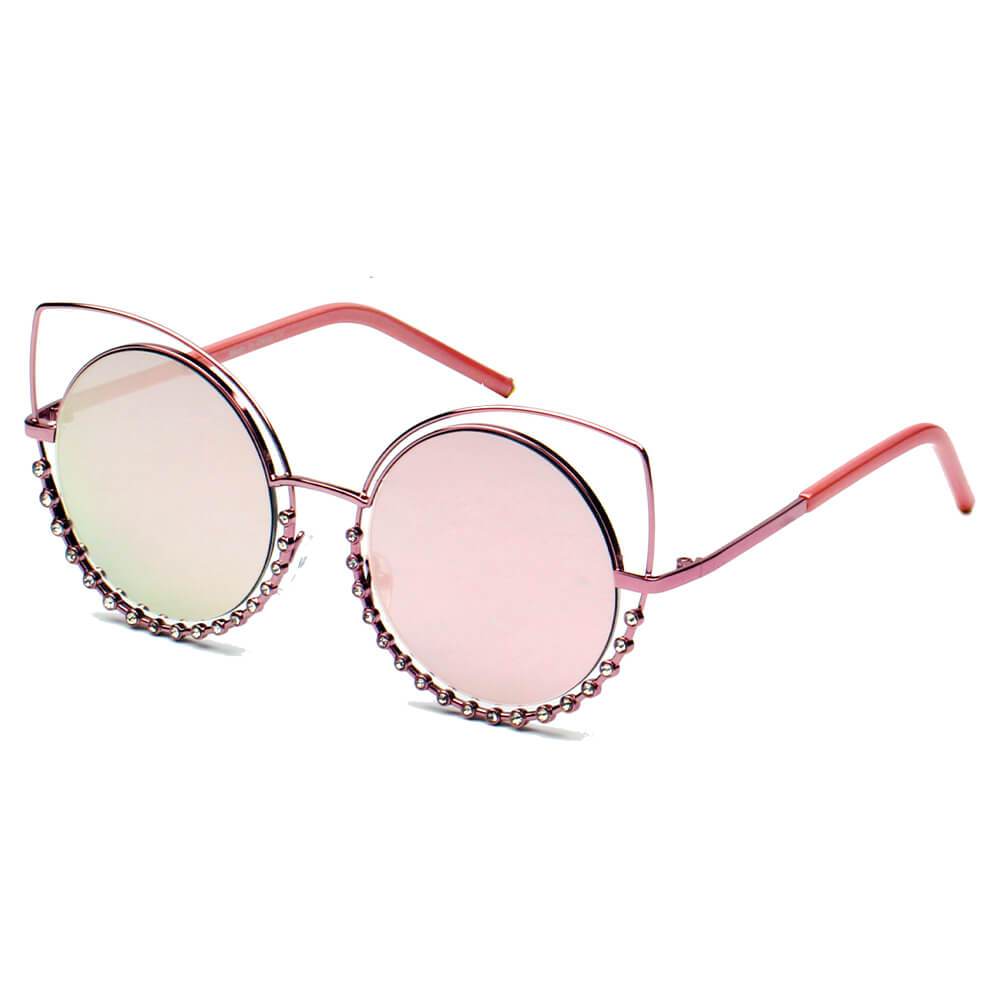 Holland | A21 - Designer Pearl-Studded Cut-Out Cat Eye Princess Sunglasses - 5 COLORS -