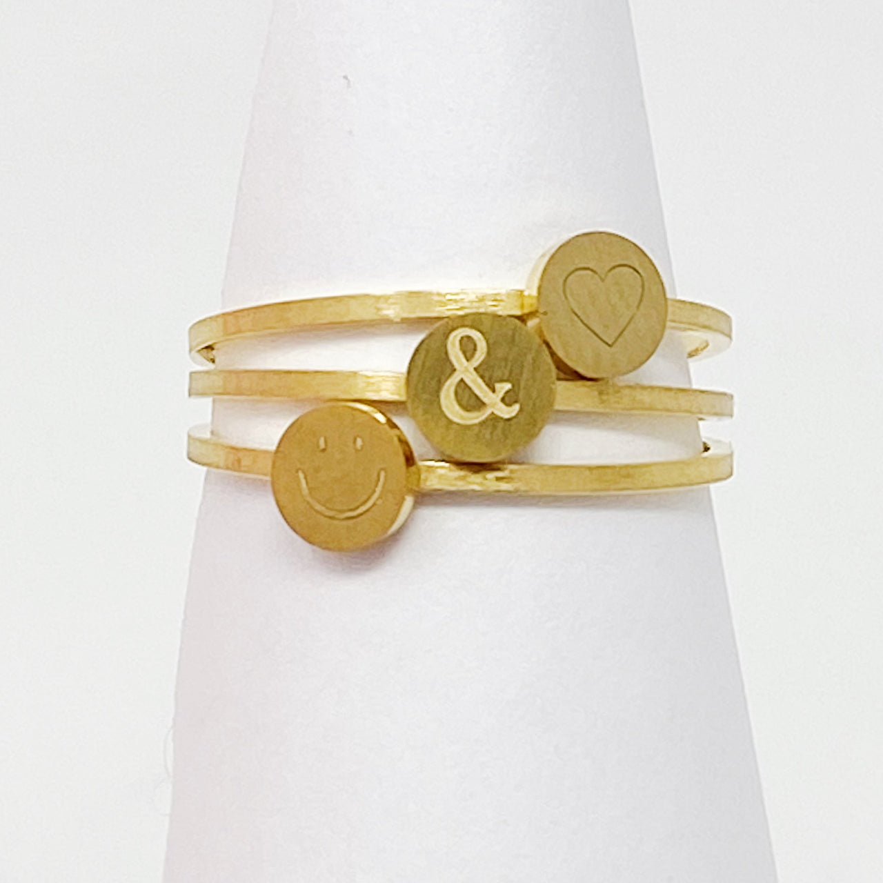 Tiny Disc Stackable Ring - 3 SYMBOLS