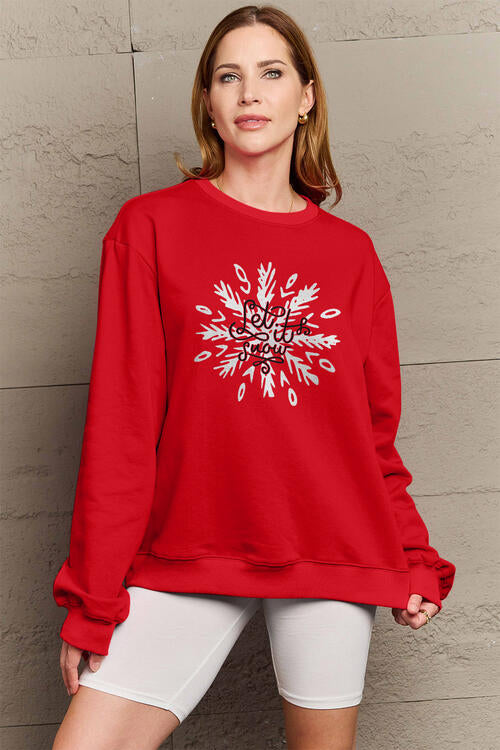 Simply Love Full Size LET IT SNOW Long Sleeve Sweatshirt - SIZES S THRU 3XL - T - 3 COLORS -