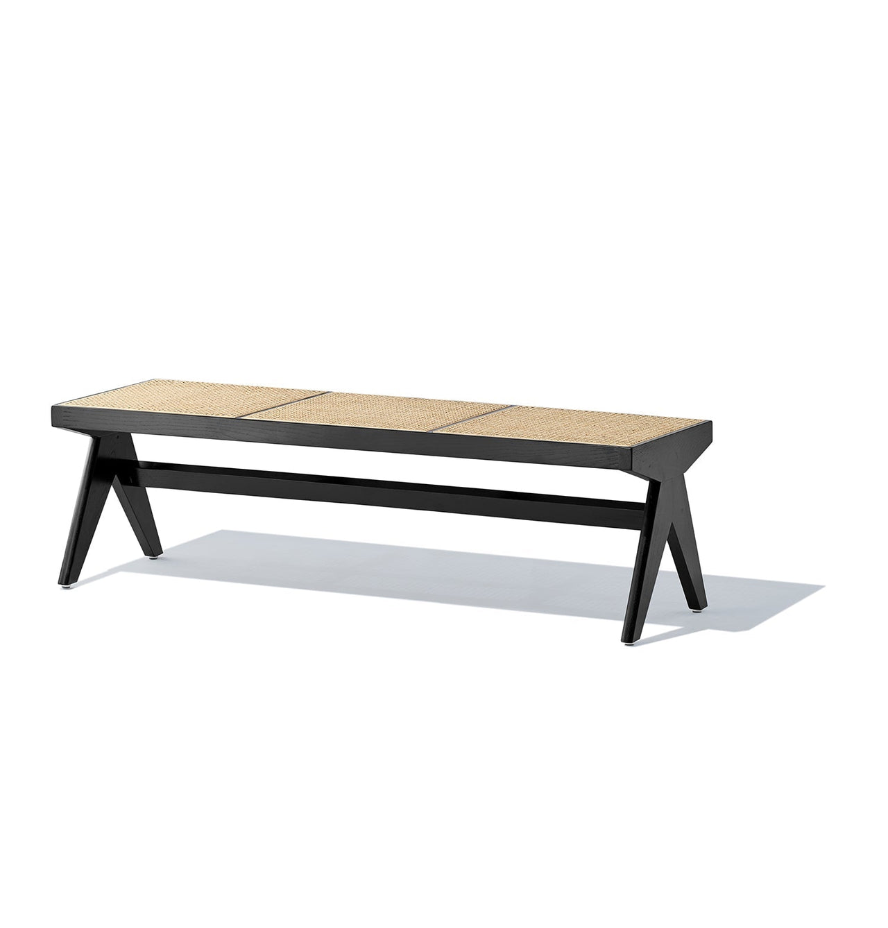 GFURN - Célia Bench - Black & Natural Rattan -