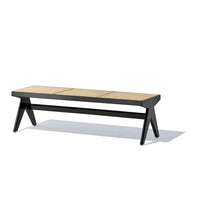 Thumbnail for GFURN - Célia Bench - Black & Natural Rattan -