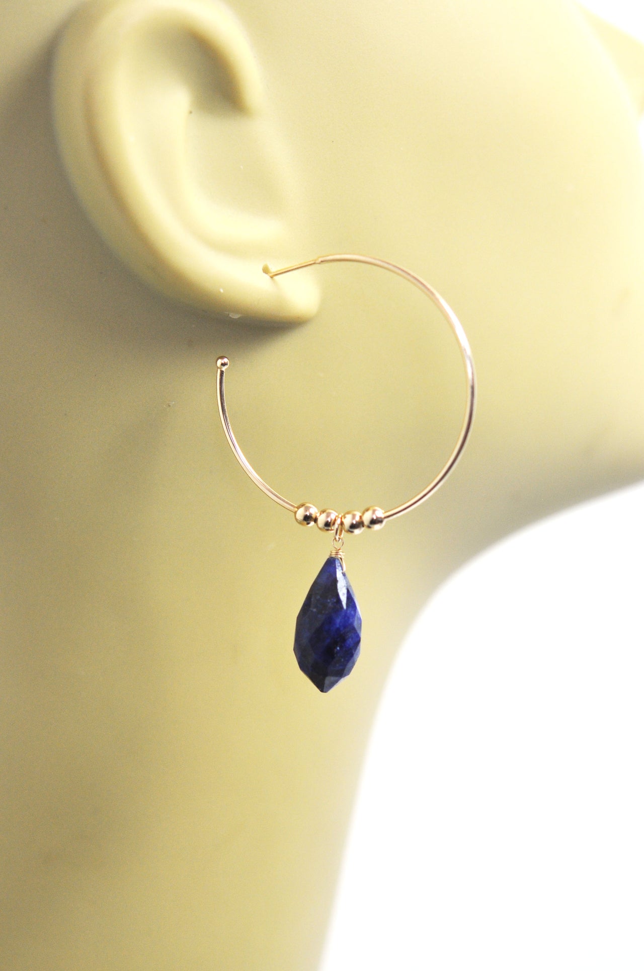 Gena Myint - Blue Sapphire Hoop Earrings -