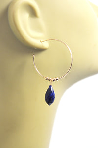 Thumbnail for Gena Myint - Blue Sapphire Hoop Earrings -