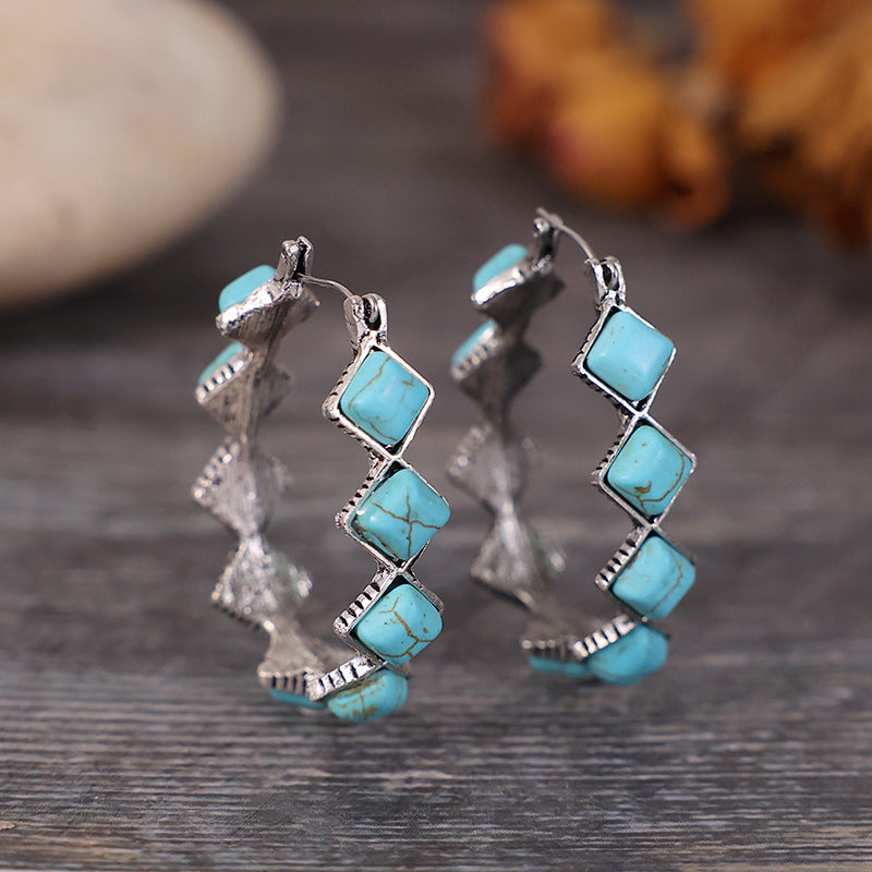 Turquoise Hoop Earrings - T -