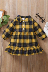 Thumbnail for Girls Plaid Ruffled Shirt Dress - T - 4 SIZES TO 3 - 4 YR. OLD - 1 COLOR -