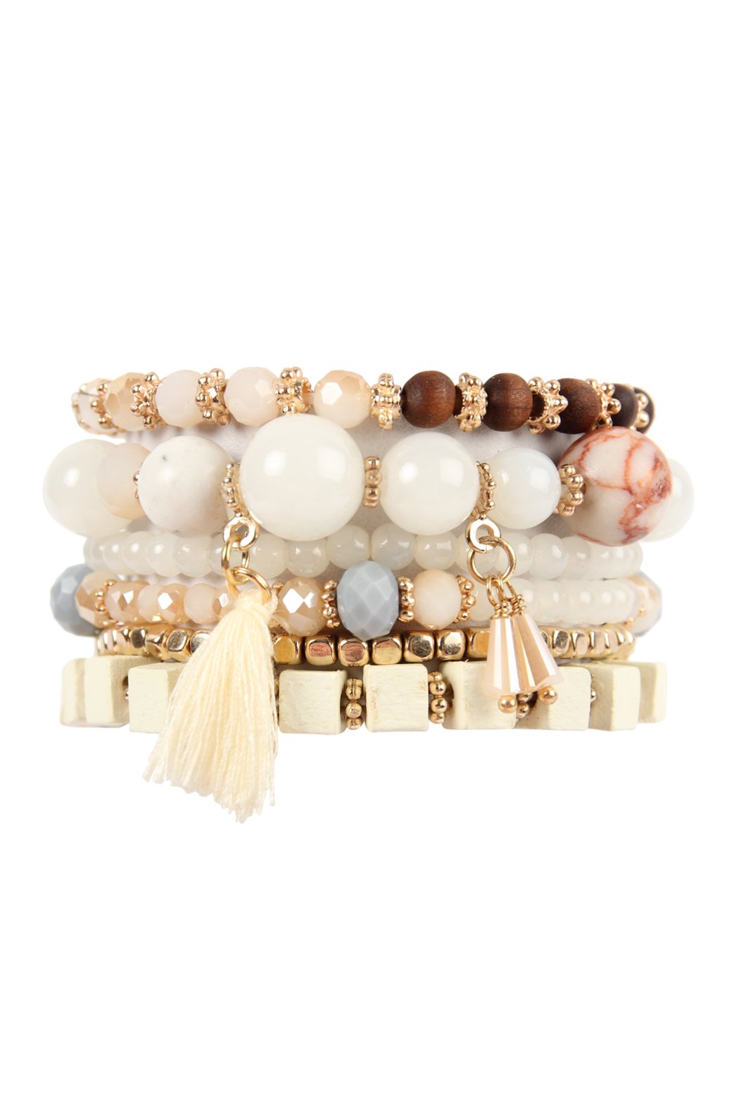 Riah Fashion - Charm Stack Bracelet - 4 COLORS -