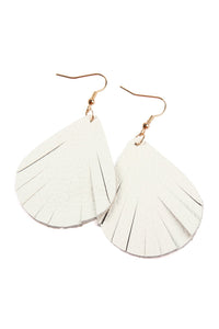 Thumbnail for Fringed Pear Shaped Leather Earrings - 10 COLORS