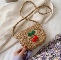 Thumbnail for Juicy Bloom Straw Crossbody Bag - DAISEYS OR CHERRIES -