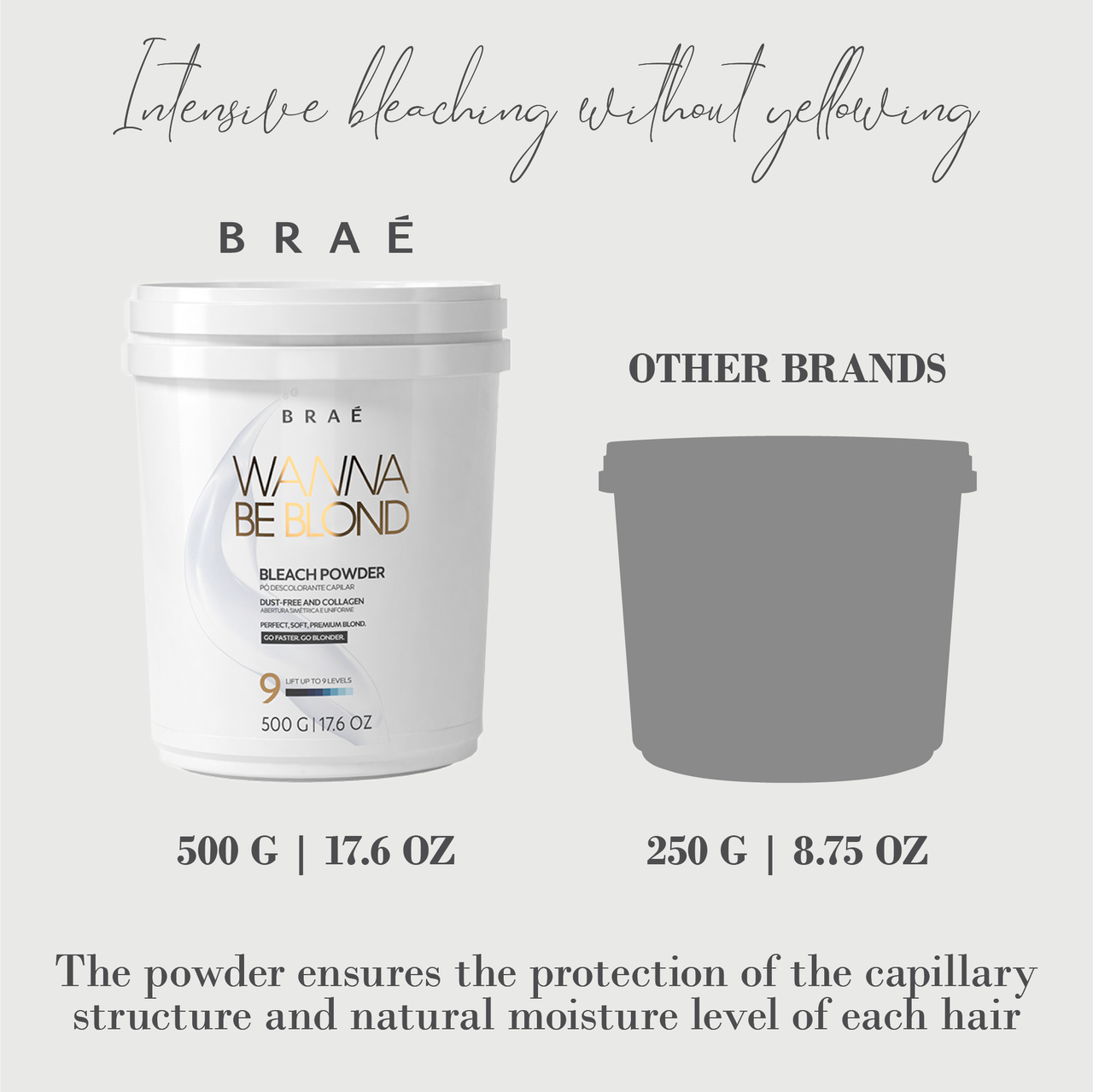 BRAE - Hair Bleach Powder Professional Lightener 9+ Wanna Be Blonde 500g -