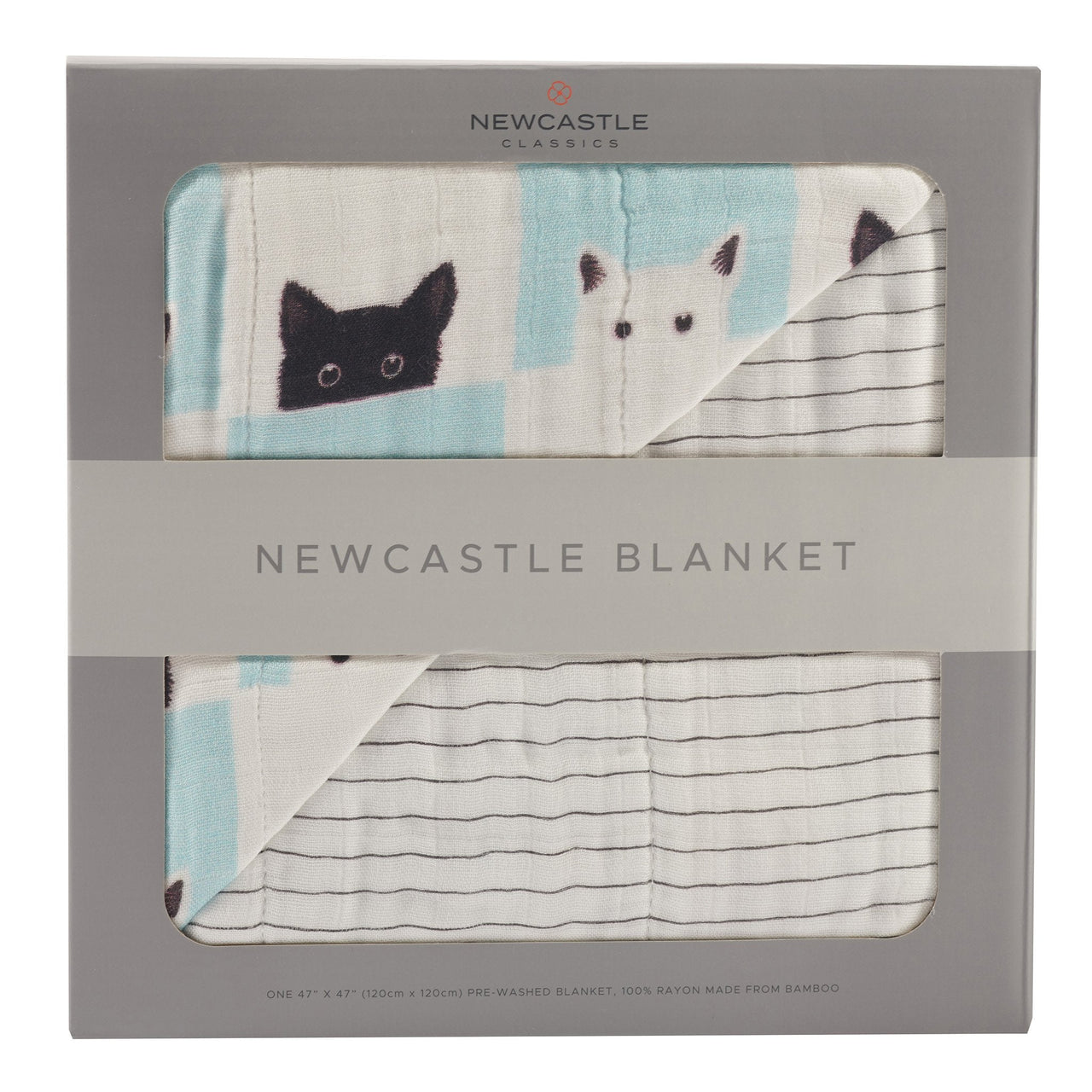 Peek-A-Boo Cats and Pencil Stripe Bamboo Muslin Newcastle Blanket -