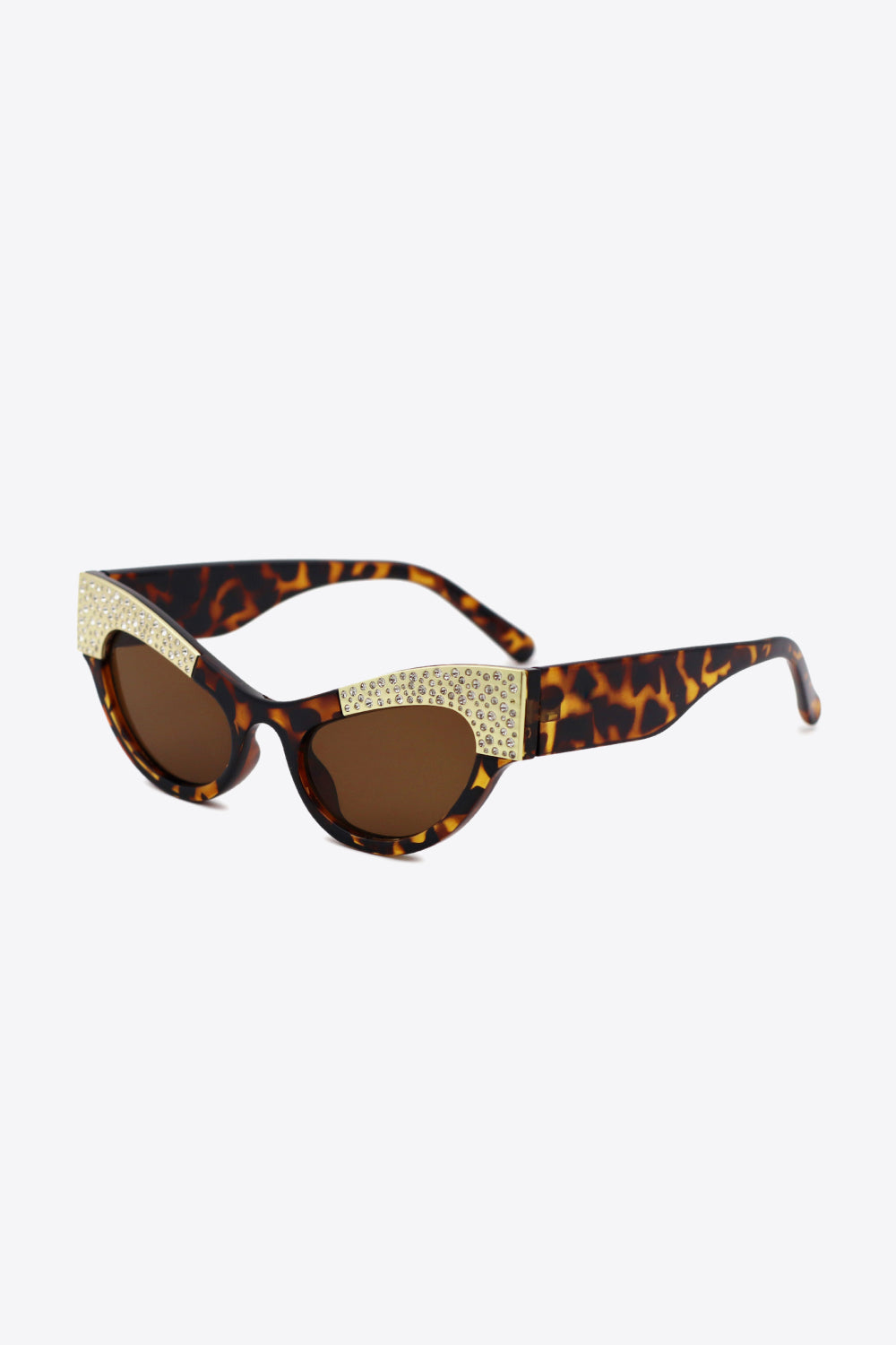 UV400 Rhinestone Trim Cat-Eye Sunglasses - T - 2 COLORS -