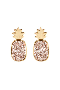 Thumbnail for Metal Druzy Pineapple Post Earrings - 5 COLORS -