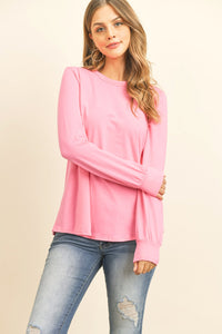 Thumbnail for Riah Fashion - Long Sleeve Round Neck Solid Top - 17 COLORS -