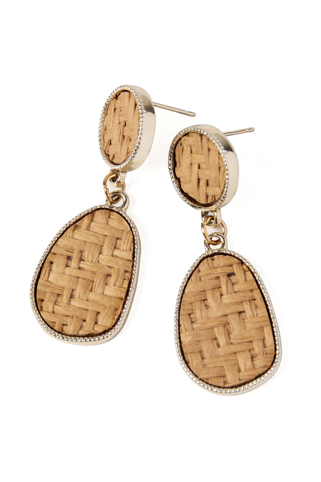 Woven Straw Dangle Drop Earrings - 3 COLORS -