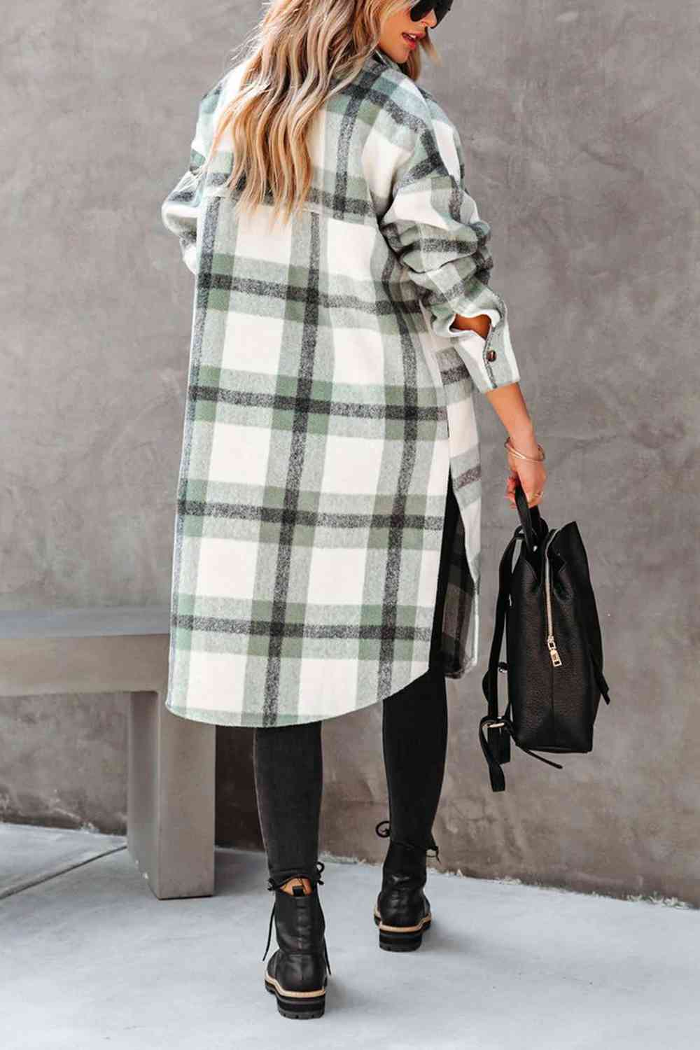 Plaid Collared Button Down Coat - T - 1 COLOR -