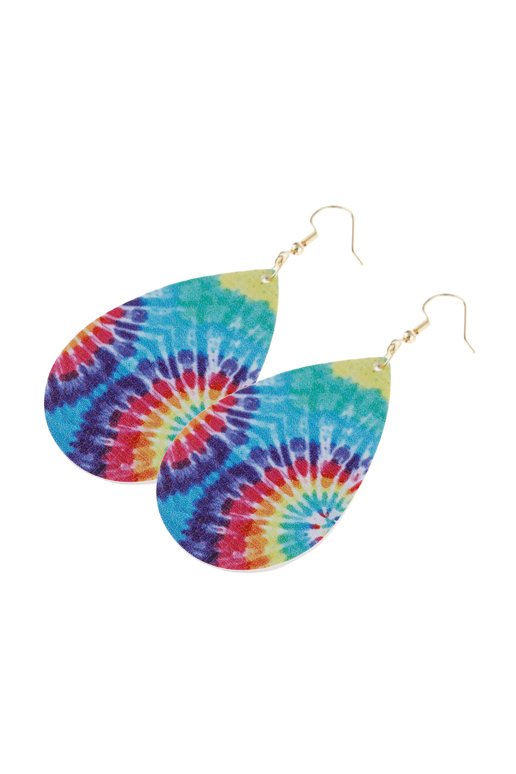 Multicolor Abstract Leather Printed Teardrop Hook Earrings - 4 COLORS -