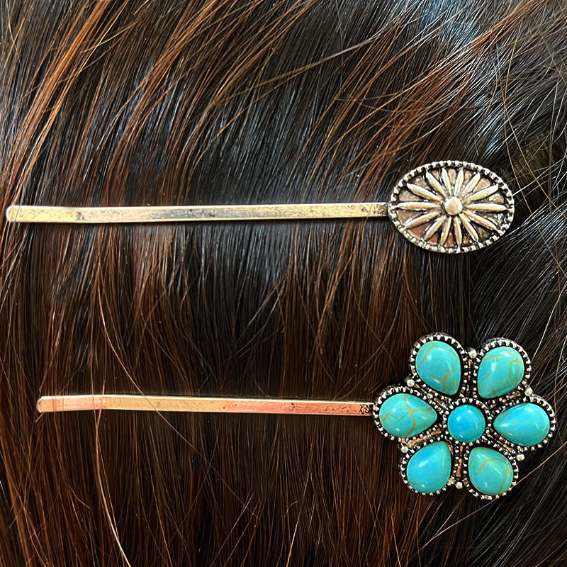 Turquoise Alloy Hairpin - T - 6 STYLES -