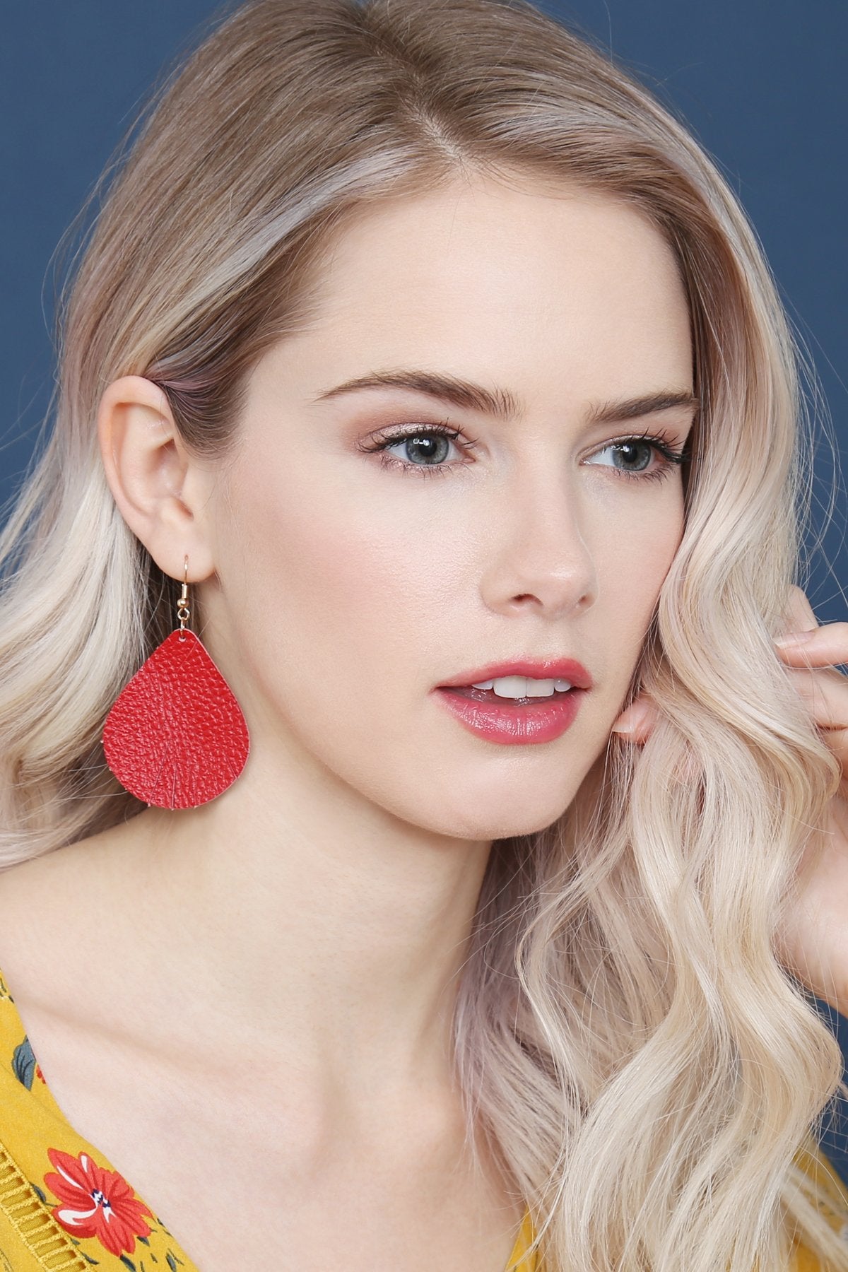 Fringed Pear Shaped Leather Earrings - 10 COLORS