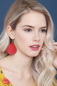 Thumbnail for Fringed Pear Shaped Leather Earrings - 10 COLORS