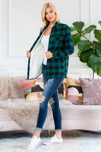 Thumbnail for Riah Fashion - Sherpa Lined Plaid Flannel Top - 5 COLORS -