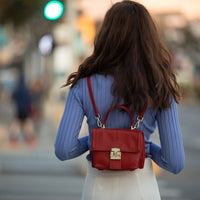 Thumbnail for Linda Red Leather Backpack Purse -